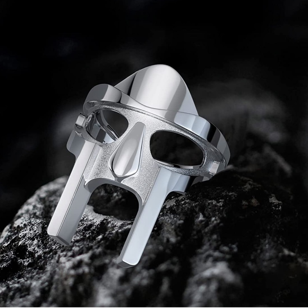 Doom Ring, S925 Sterling Silver & Stainless Steel Metal Mask Ring